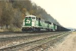 Empty coal train rolls west